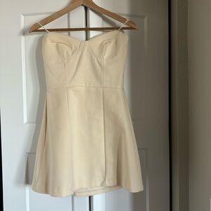 Zara Pale Yellow Mini Strapless Dress